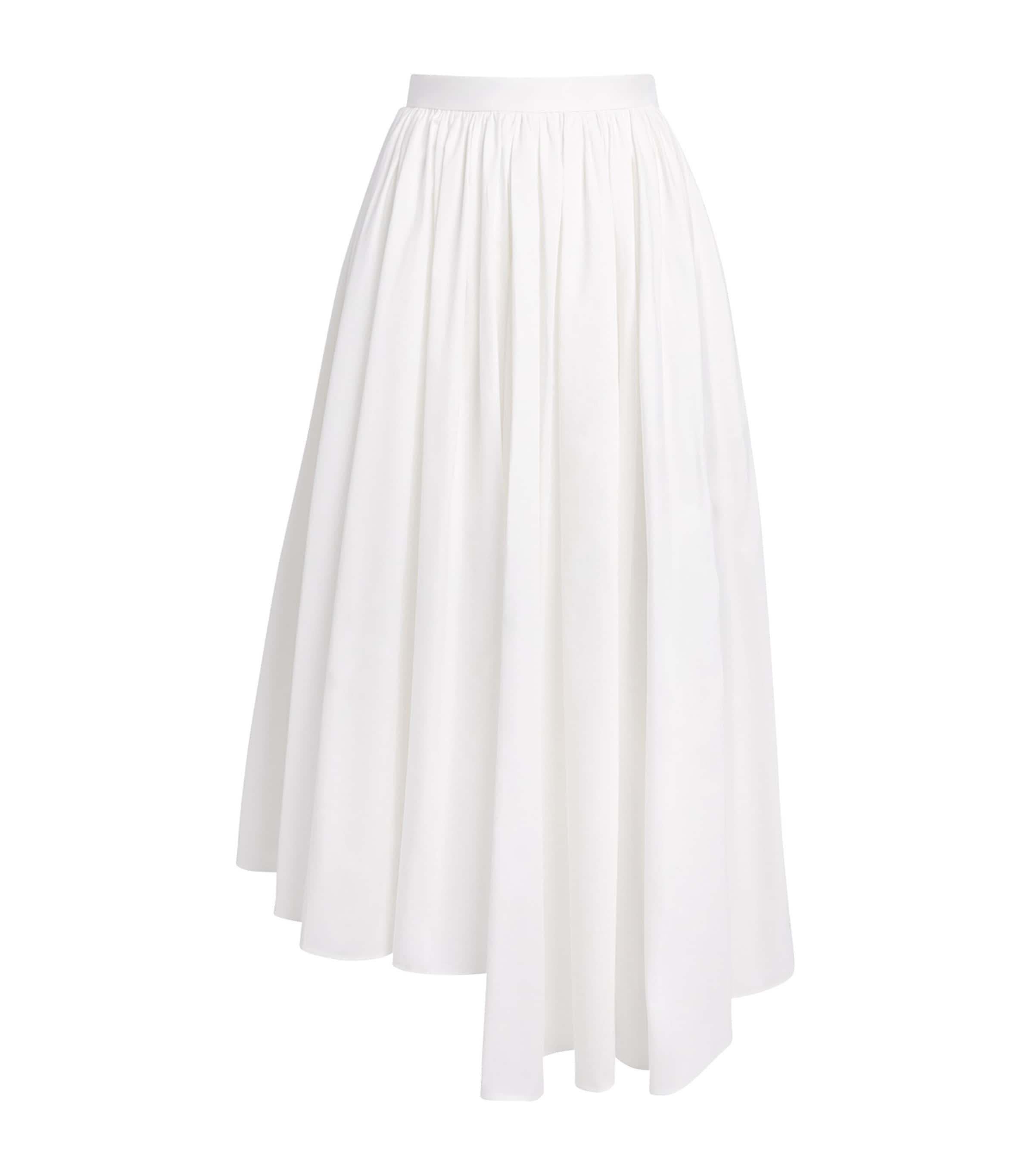 Self-Portrait Poplin Asymmetric Midi Skirt by SELF-PORTRAIT