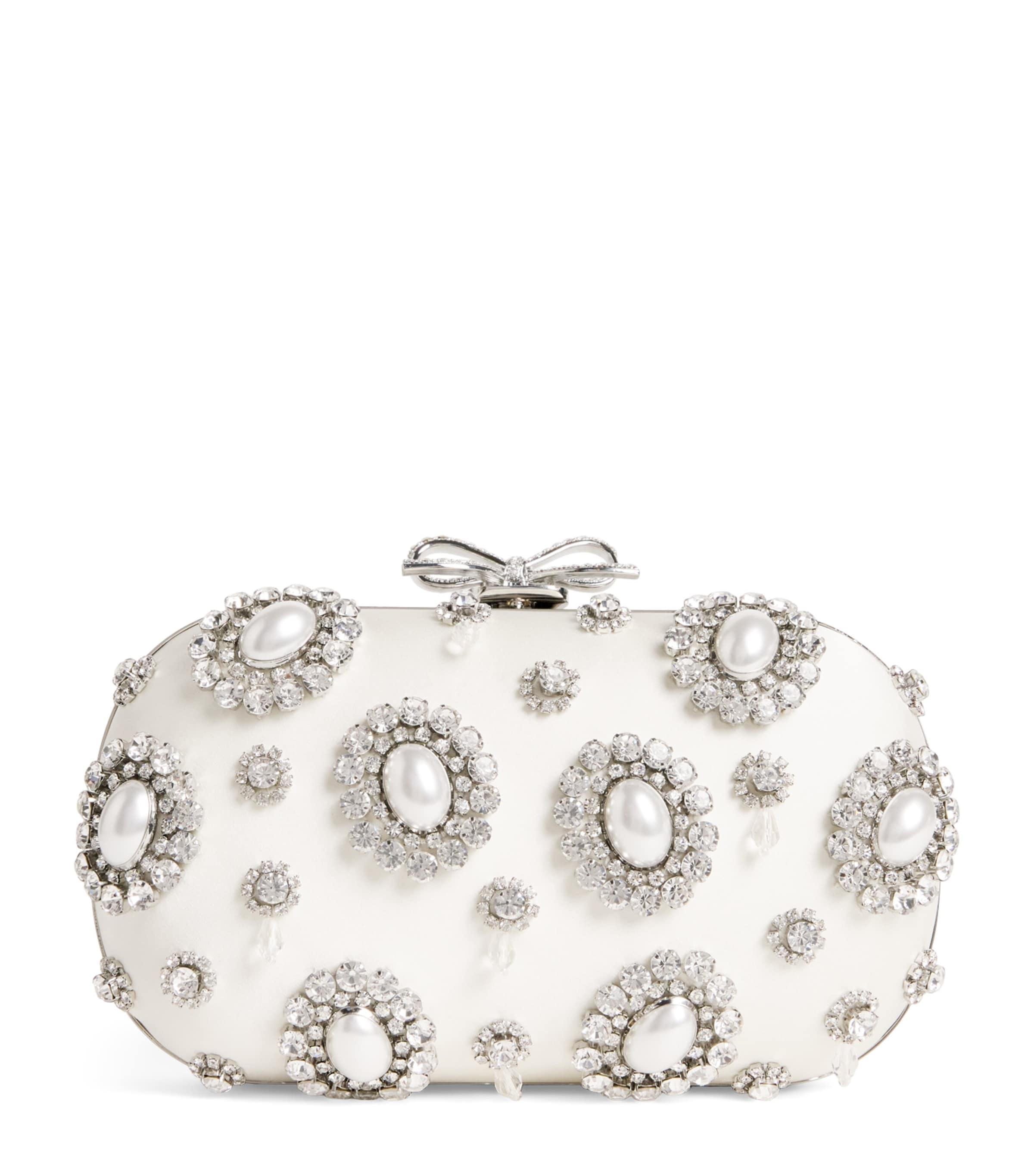 Self-Portrait Satin Crystal Clutch Bag by SELF-PORTRAIT