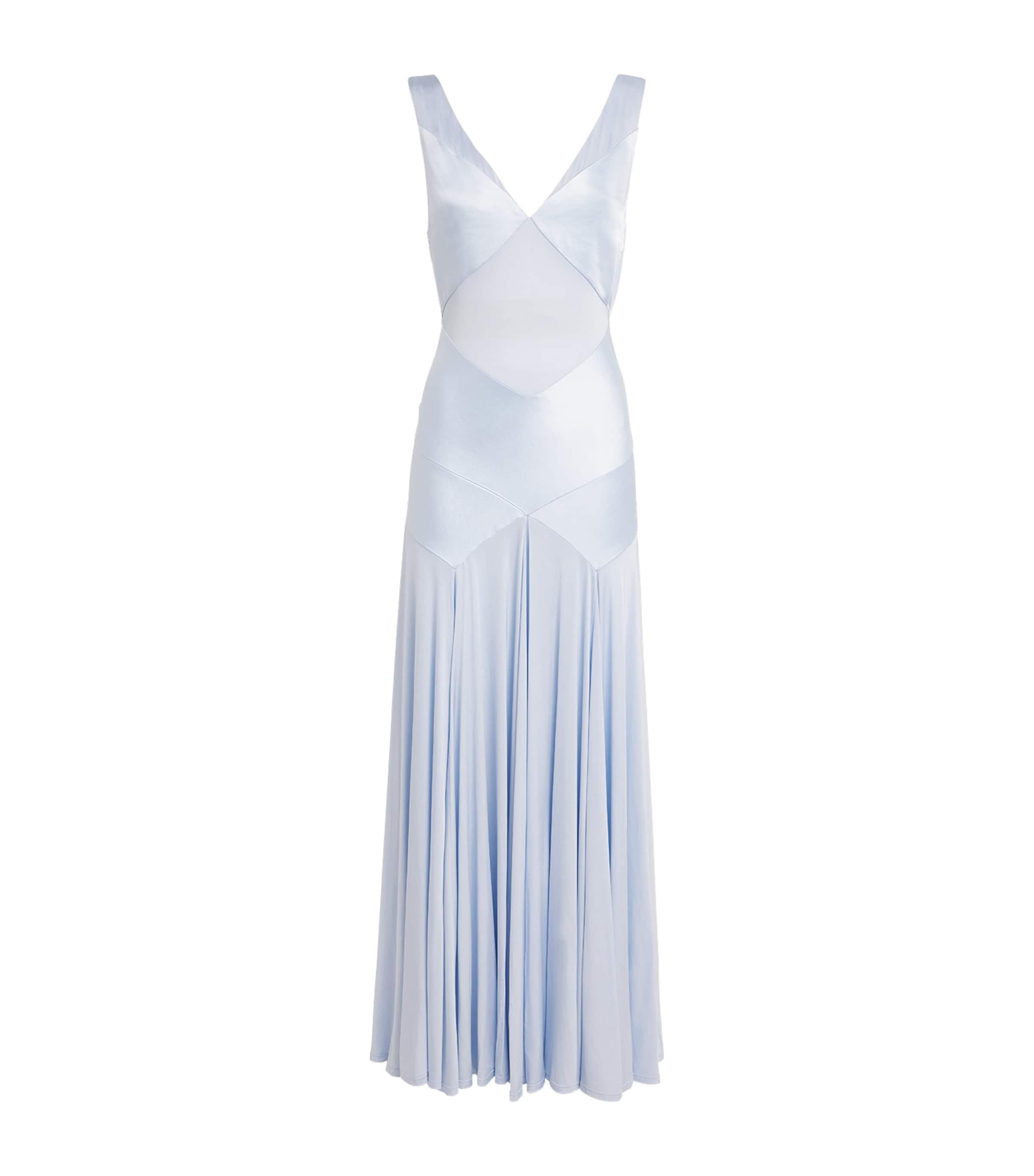 Self-Portrait Satin Panelled Maxi Dress by SELF-PORTRAIT