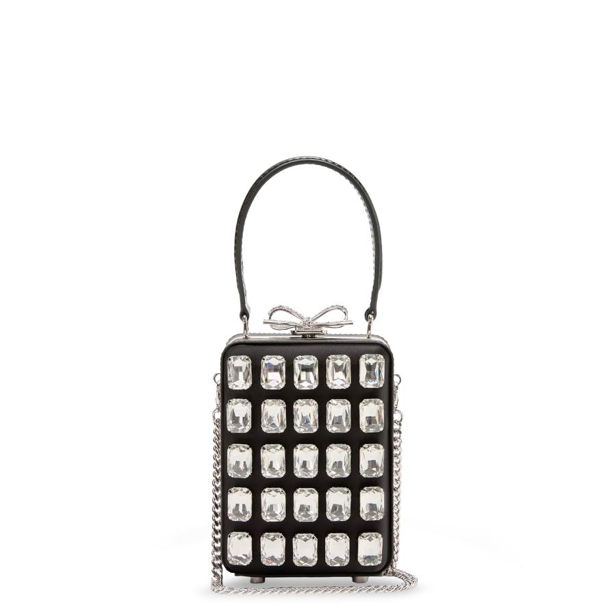Self-Portrait Satin Shoulder Bag With Crystals by SELF-PORTRAIT