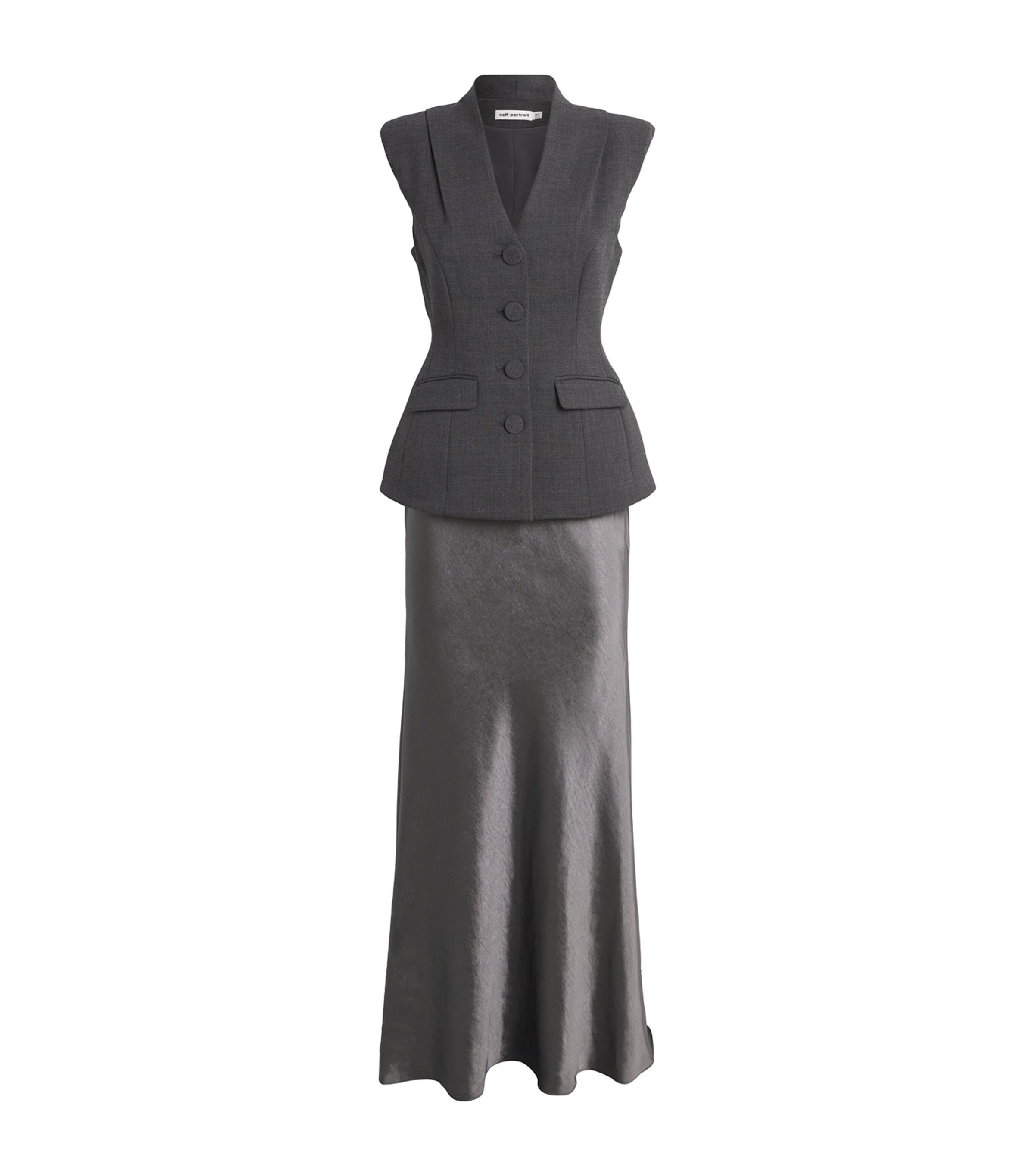 Self-Portrait Satin Tailored Maxi Dress by SELF-PORTRAIT