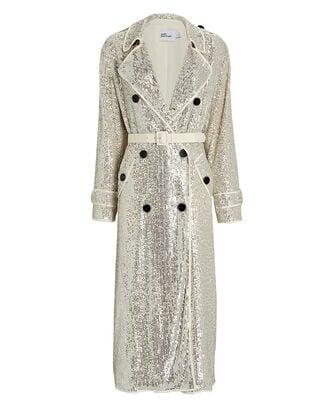 Sequin-Embellished Double-Breasted Trench Coat by SELF-PORTRAIT Sequin-Embellished Double-Breasted Trench Coat by SELF-PORTRAIT