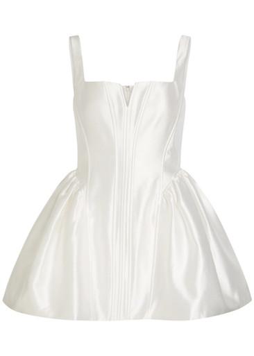 Square-neck satin-twill mini dress by SELF-PORTRAIT