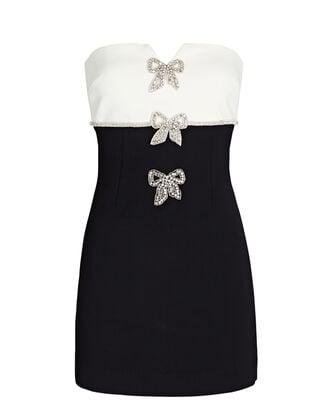Strapless Embellished Two-Tone Mini Dress by SELF-PORTRAIT