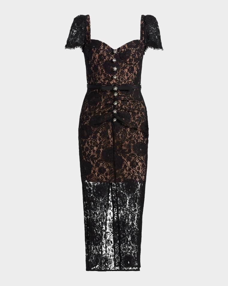 Sweetheart Lace Midi Dress by SELF-PORTRAIT