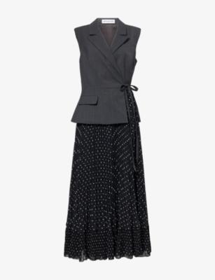 Tailored Polka-Dot Crepe Midi Dress by SELF-PORTRAIT