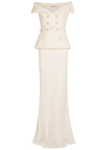 Tailored double-breasted bouclé maxi dress by SELF-PORTRAIT