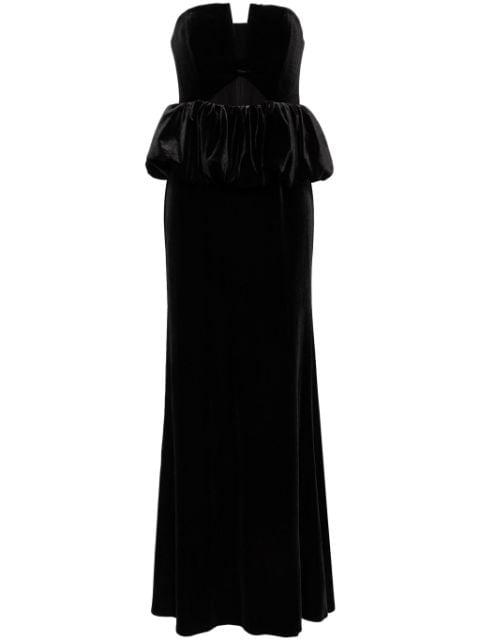 Velvet Peplum maxi dress by SELF-PORTRAIT