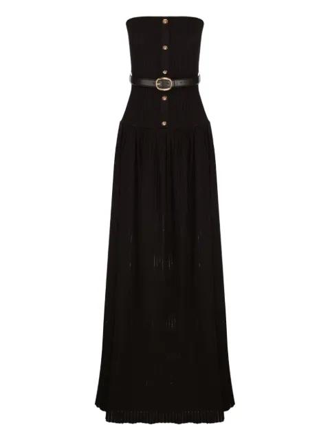 bandeau belted-knit maxi dress by SELF-PORTRAIT