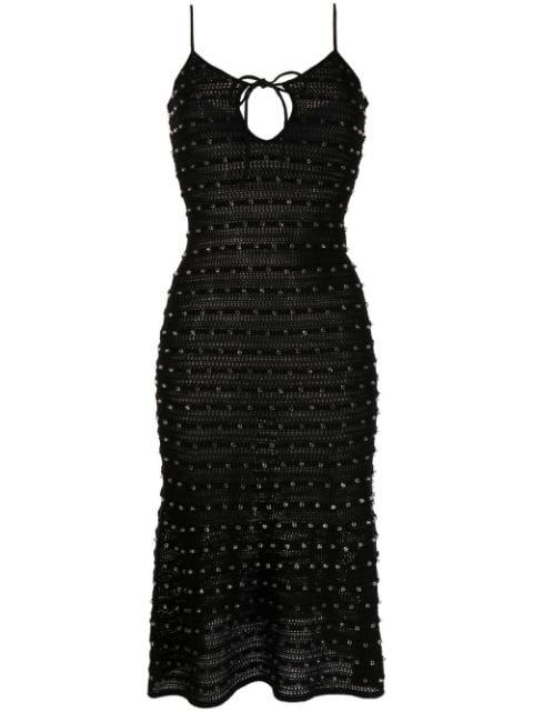 bead-embellished knitted midi-dress by SELF-PORTRAIT