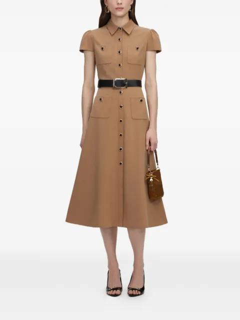 belted button-up midi dress by SELF-PORTRAIT