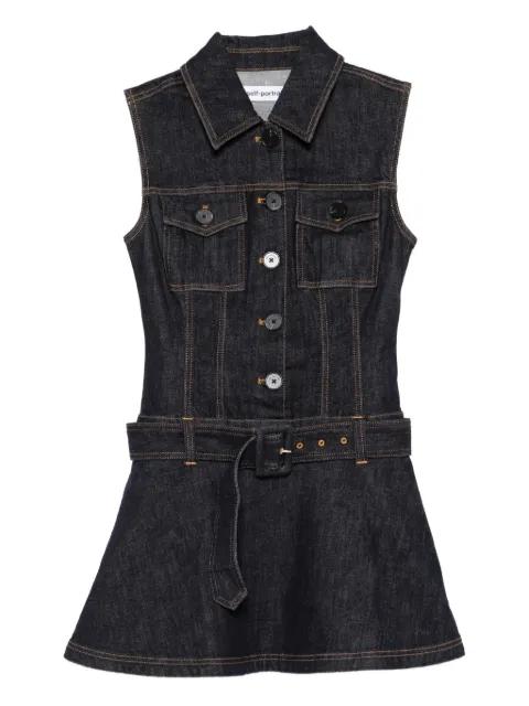 belted denim mini dress by SELF-PORTRAIT