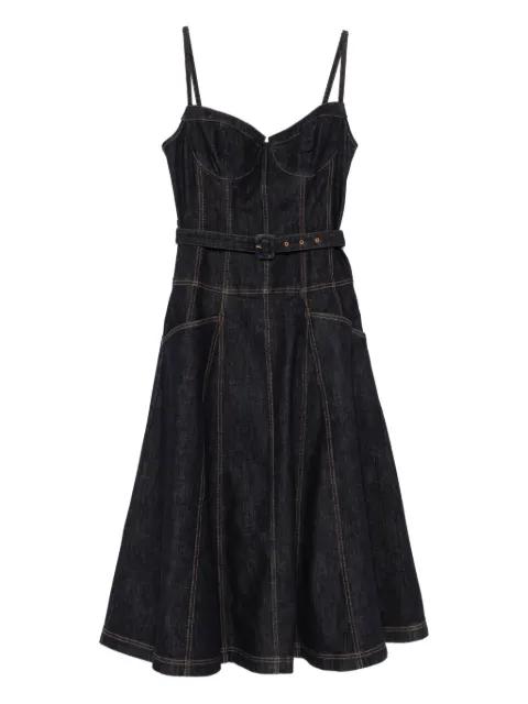 belted panelled dress by SELF-PORTRAIT