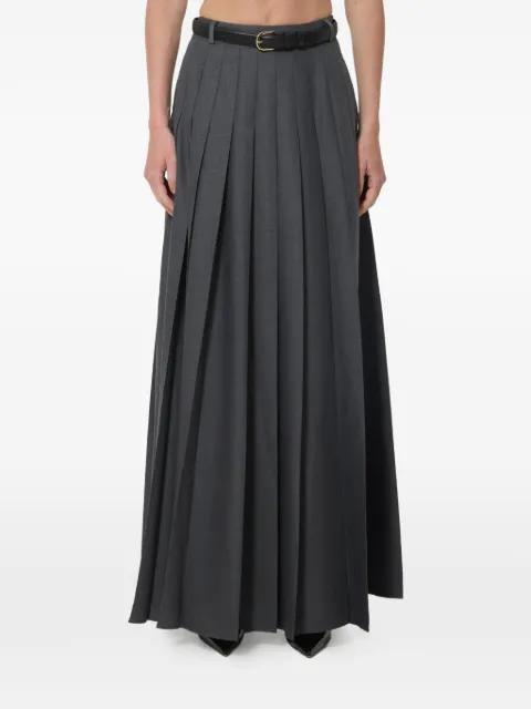 belted pleated maxi skirt by SELF-PORTRAIT