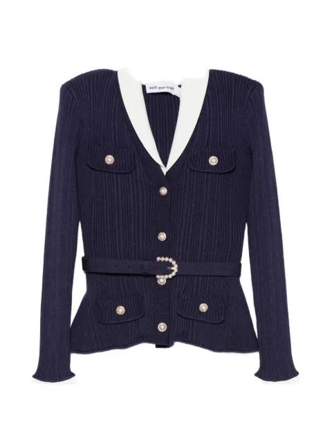 belted ribbed-knit cardigan by SELF-PORTRAIT