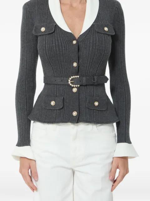 belted ribbed-knit cardigan by SELF-PORTRAIT