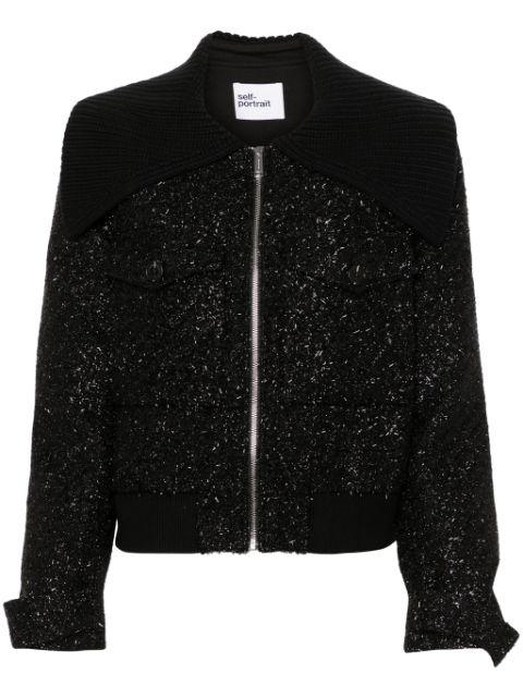 bouclé bomber jacket by SELF-PORTRAIT