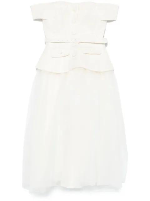 bouclé tulle midi dress by SELF-PORTRAIT