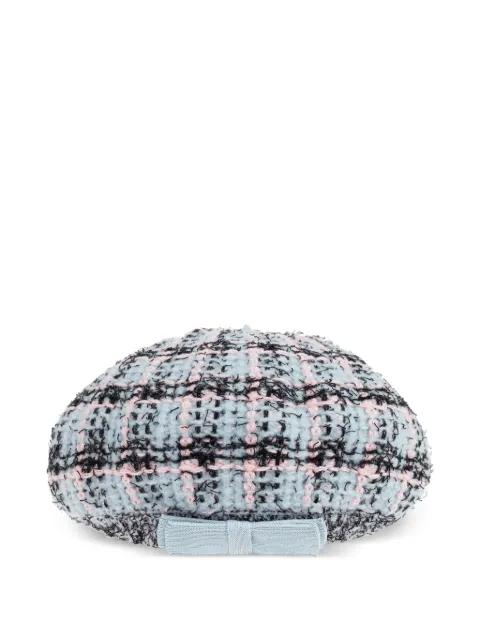 bow check hat by SELF-PORTRAIT