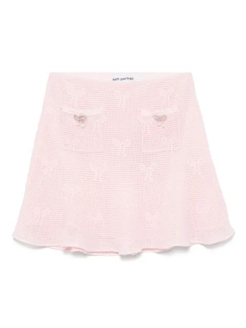 bow-detail crochet mini skirt by SELF-PORTRAIT