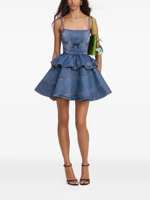 bow-motif tiered-skirt mini dress by SELF-PORTRAIT