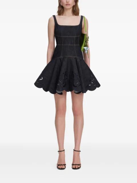 broderie-anglaise flared mini dress by SELF-PORTRAIT