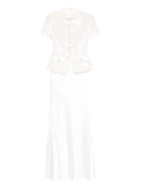 button-embellishment maxi skirt set (set of two) by SELF-PORTRAIT