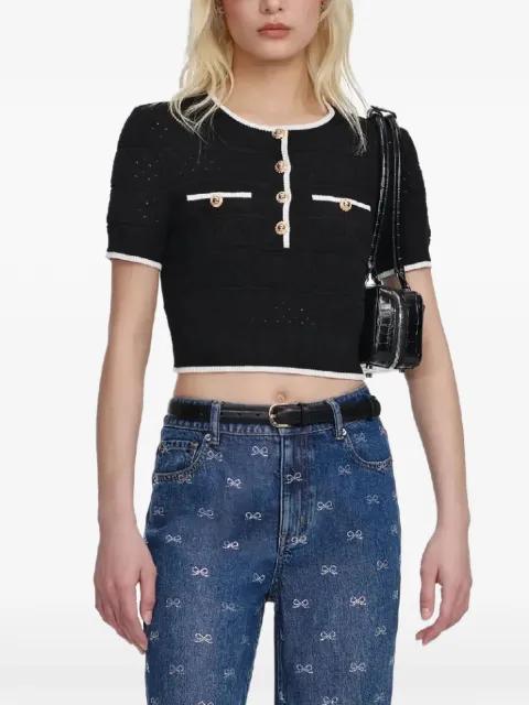 button trimmed knitted top by SELF-PORTRAIT