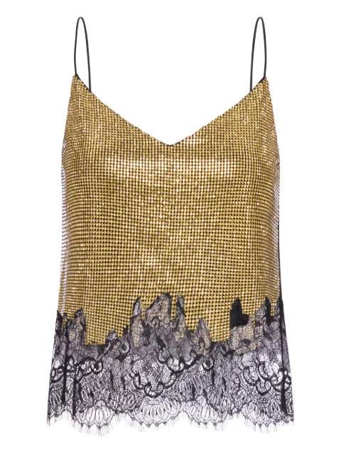 chainmail lace trim top by SELF-PORTRAIT