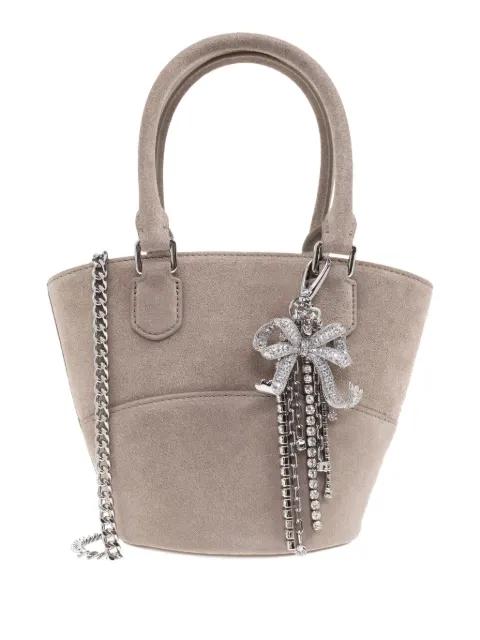 charm-detail suede bucket bag by SELF-PORTRAIT