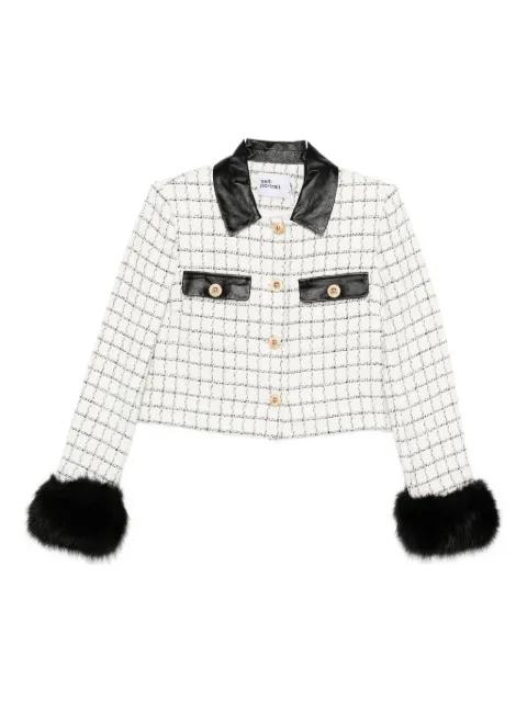 checked faux-fur cuff jacket by SELF-PORTRAIT