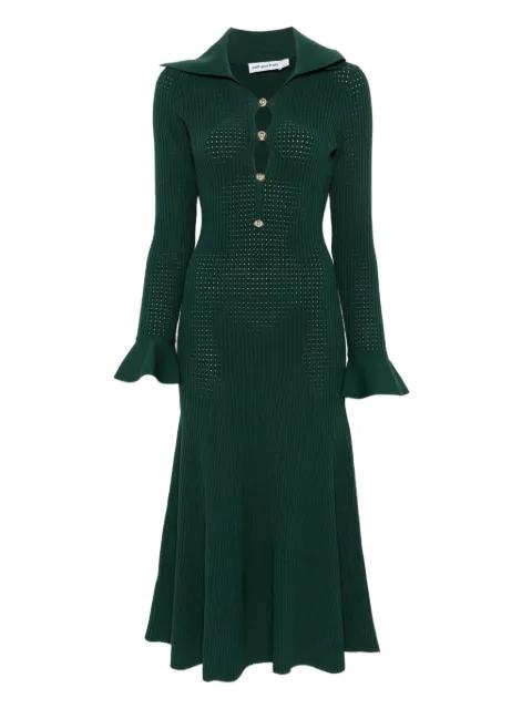 collared knitted midi dress by SELF-PORTRAIT