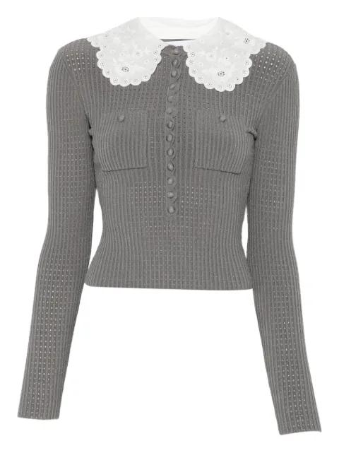 contrasting-collar top by SELF-PORTRAIT