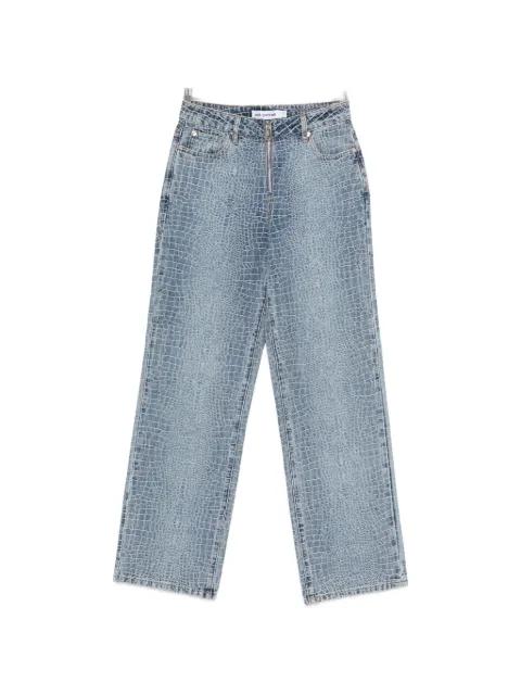 croc-effect zip jeans by SELF-PORTRAIT