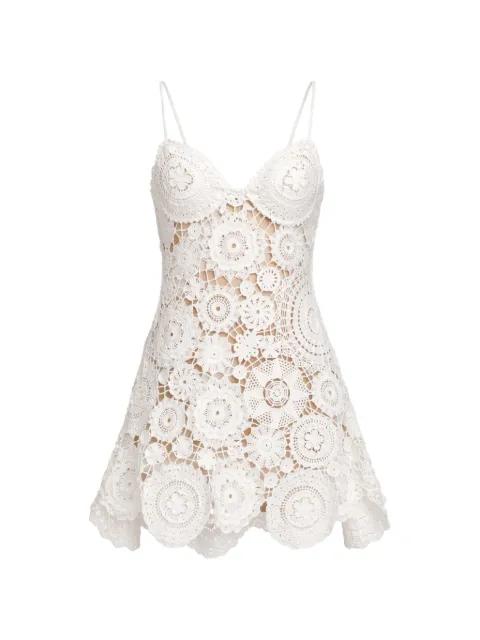 crochet floral-patchwork mini dress by SELF-PORTRAIT