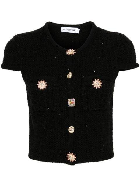 crystal embellished-buttons cardigan by SELF-PORTRAIT