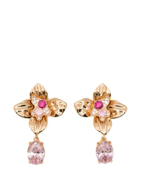 crystal-embellished floral drop earrings by SELF-PORTRAIT