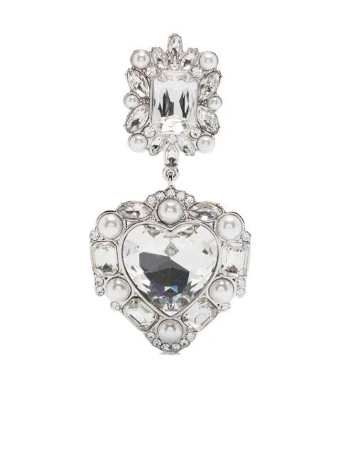 crystal-embellished heart earrings by SELF-PORTRAIT