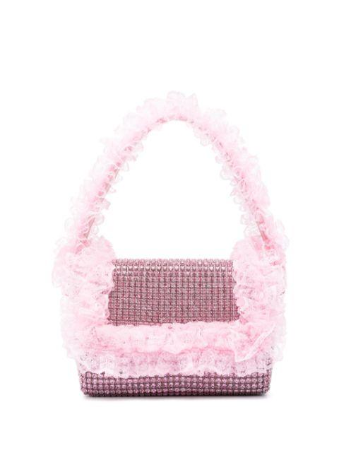 crystal-embellished lace-detail shoulder bag by SELF-PORTRAIT