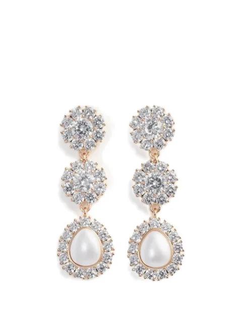 crystal flower pearl earrings by SELF-PORTRAIT