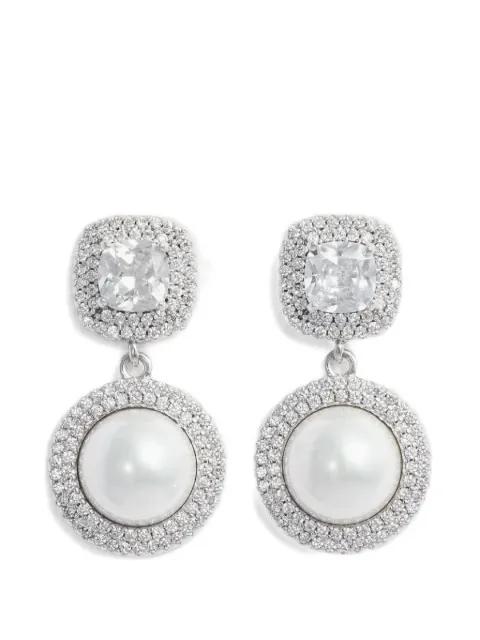 crystal pearl drop earrings by SELF-PORTRAIT