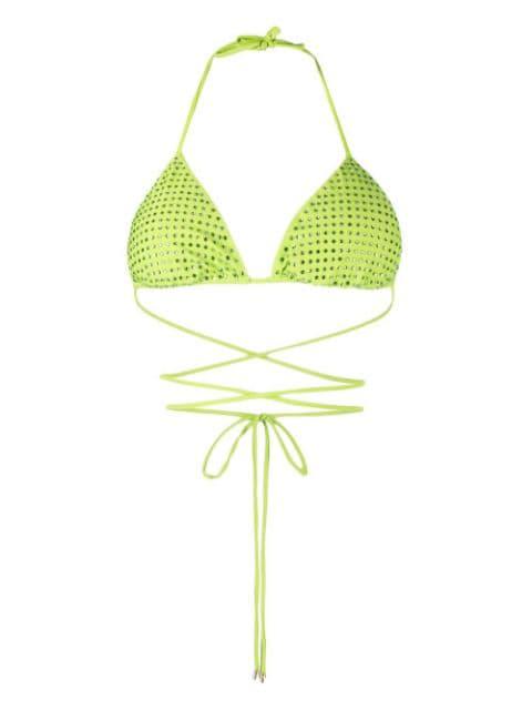 crystal triangle strappy bikini top by SELF-PORTRAIT