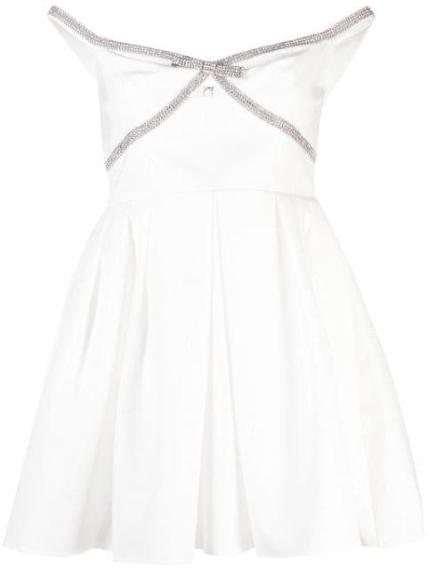 diamanté-trim off-shoulder minidress by SELF-PORTRAIT