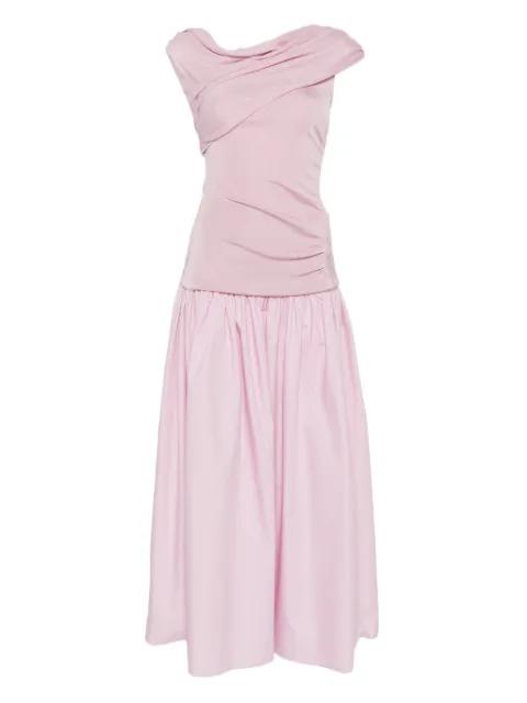 draped gathered midi dress by SELF-PORTRAIT