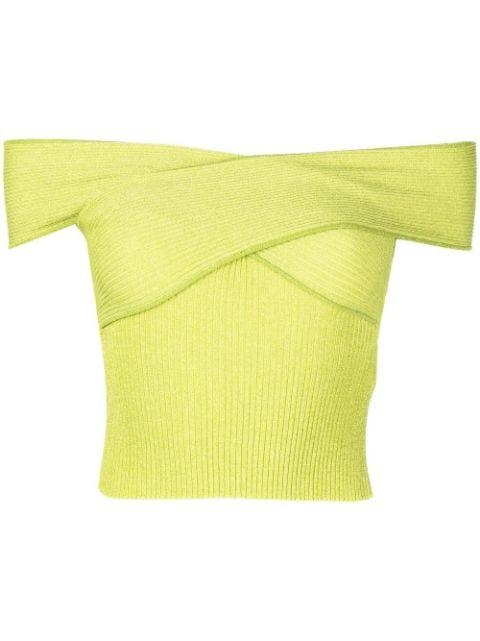 draped off-shoulder top by SELF-PORTRAIT