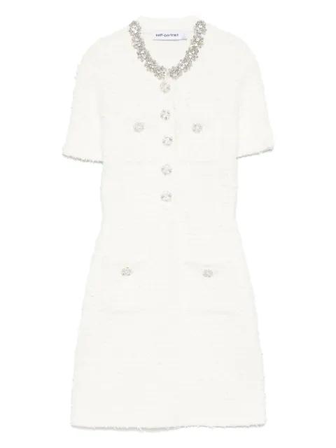 embellished button-detailed mini dress by SELF-PORTRAIT
