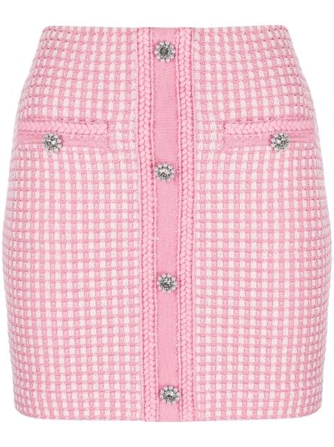 embellished checked knitted miniskirt by SELF-PORTRAIT