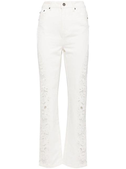 embroidered cotton jeans by SELF-PORTRAIT