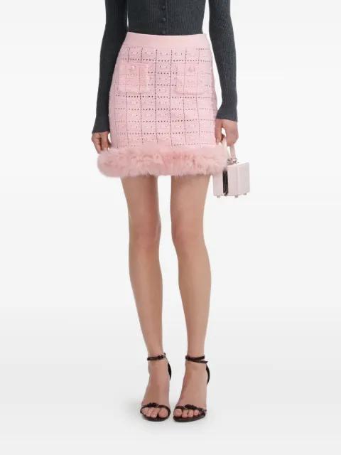 faux fur-hem knitted mini skirt by SELF-PORTRAIT