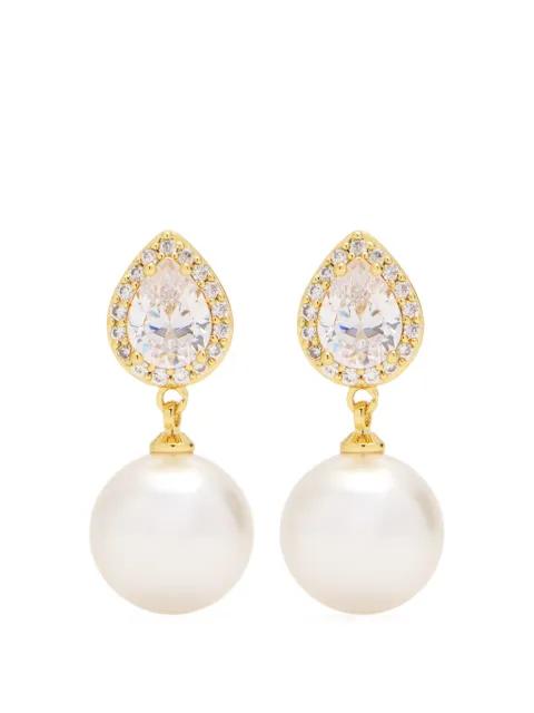faux pearl embellished earrings by SELF-PORTRAIT